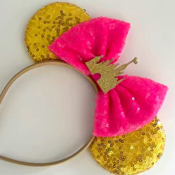 COPY - NWT MOUSE EARS GLITTERS HEADBAND with SHINY BOW - Picture 7 of 13